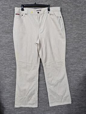 Chaps Corduroy Pants Womens Size 16 Cream Bootcut Leg Stretch High-Rise